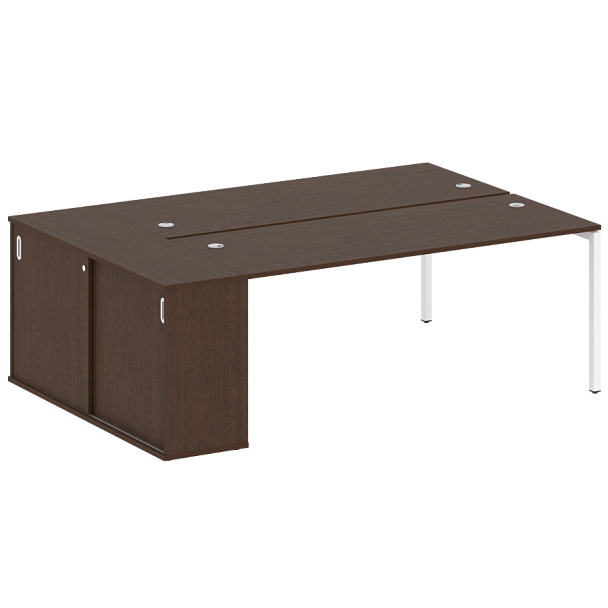 Metal System Quattro Р. ст. с шкафом-купе на П-образном м/к 40БП.РС-СШК-1.5 Т Венге/Белый металл 2210*1475*750 - Вид 1