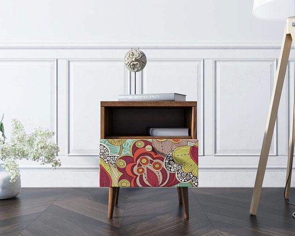 Тумбочка Berber с одним ящиком 6 принт арт BB06/Print_06, разноцветная - Вид 2