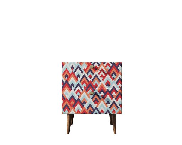 Тумбочка Berber с двумя ящиками 2 принт арт BB03/Print_02, разноцветная - Вид 1