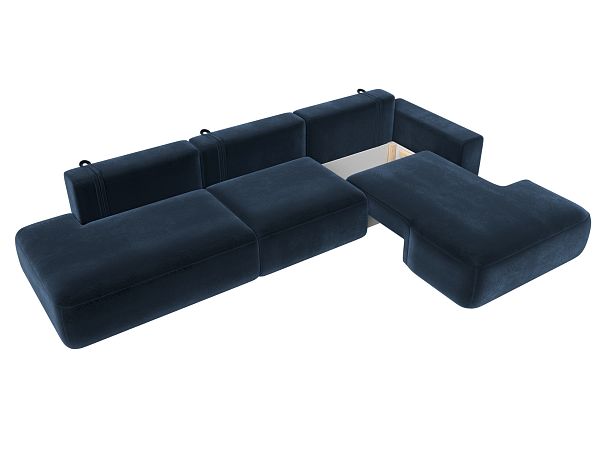 Диван угловой Лига-036 НПБ Модерн Лонг правый угол Велюр синий - Вид 7