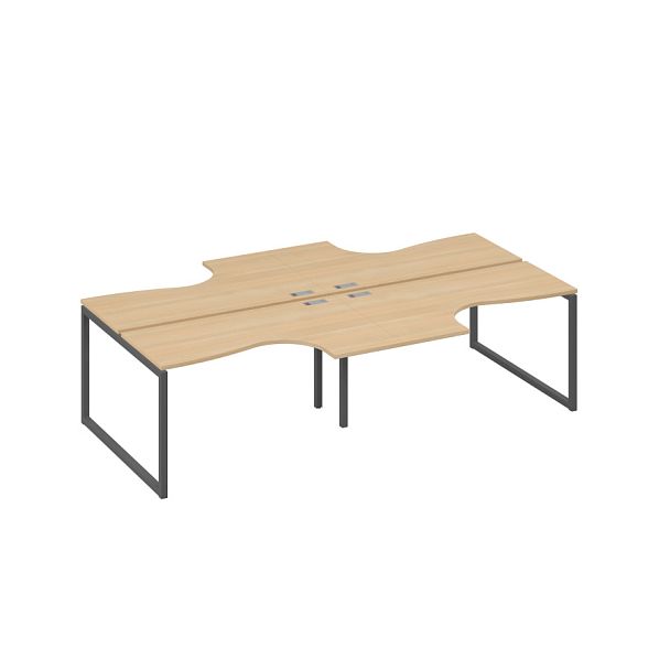 Рабочая станция со столами (4х140) Классика опоры QUATTRO A4 А4 Б4 181-2 БП натуральный дуб / металлокаркас антрацит - Вид 1