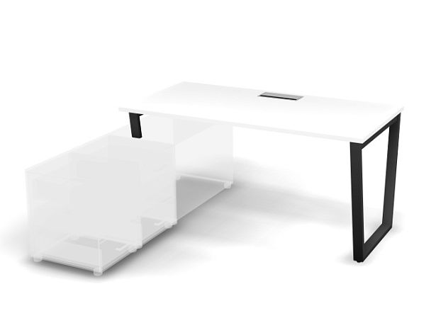 MATRIX 121B105-V Стол прямой с опорой на тумбу, пров. Merida (V-опоры) 1580х780х775 Белый/Темно-серы - Вид 1