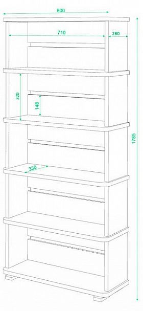 Стеллаж Домино СБ-25/5 Белый/Нельсон - Вид 3