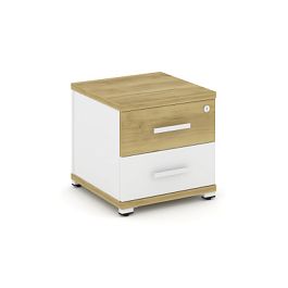 Concept Тумба приставная 2 ящ. CN.TUP-001 W Дуб Винченцо/Белый Бриллиант/Металл Белый 420*420*416 - Фото предпросмотра
