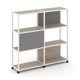 Shelf Mobile Стеллаж 4 уровня 2 секции VR.LT-STK-414.10 Дуб Аттик/Металл Белый/W-11 1970*400*1523 - Фото предпросмотра