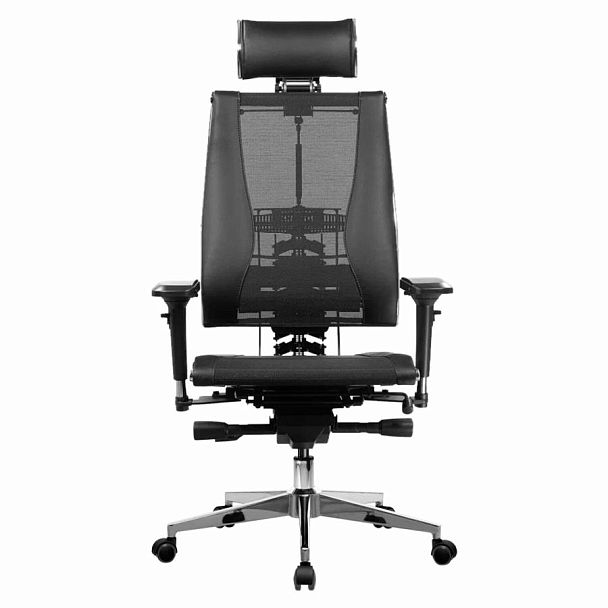 Кресло МЕТТА "YOGA" Y 4DT B2-14D, адаптивная спинка, 3D-подголовник, сверхпрочная сетка, черное - Вид 4