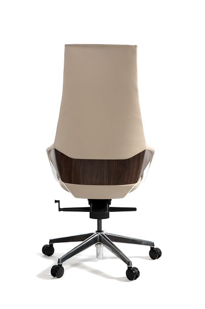 Кресло Шопен / бежевая кожа / алюминий крестовина - Вид 5