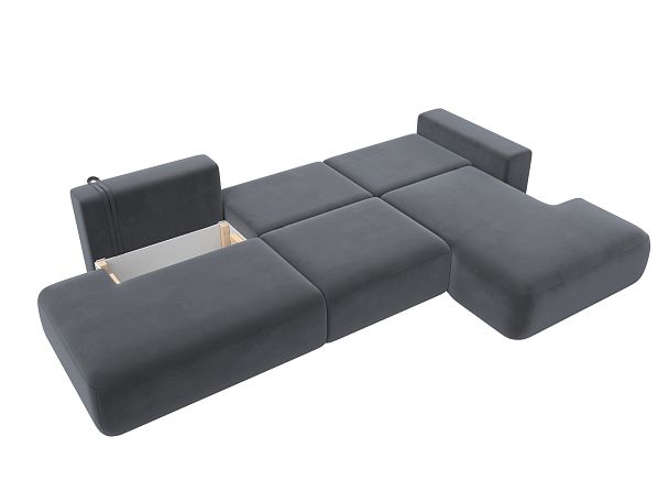 Диван угловой Лига-036 Модерн Лонг правый угол Велюр серый - Вид 9