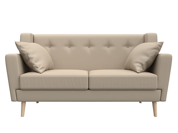 Прямой диван Брайтон 2 (полностью экокожа бежевая) - Вид 2