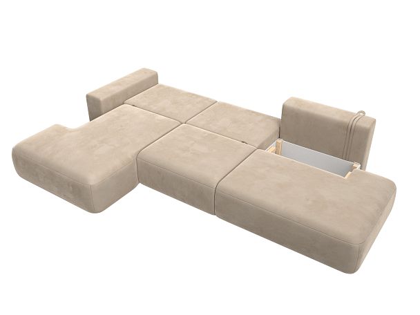 Диван угловой Лига-036 Модерн Лонг левый угол Велюр бежевый - Вид 9