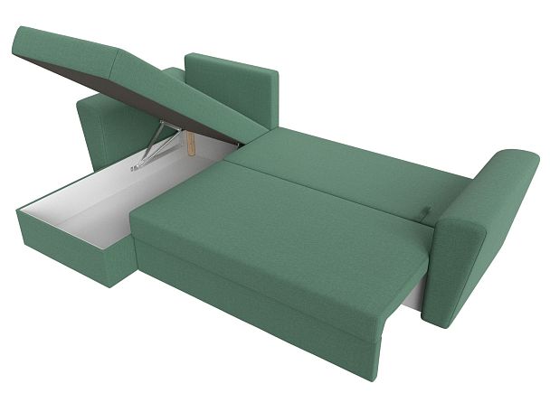 Диван угловой Амстердам Лайт левый угол Рогожка зеленый - Вид 9