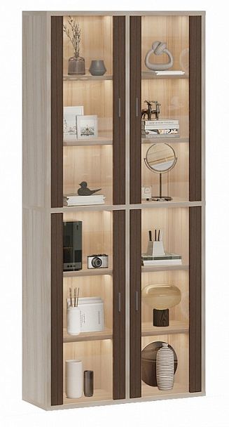 Шкаф-витрина Домино СУ(ш2в2)+4ФС Карамель/Шамони - Вид 2