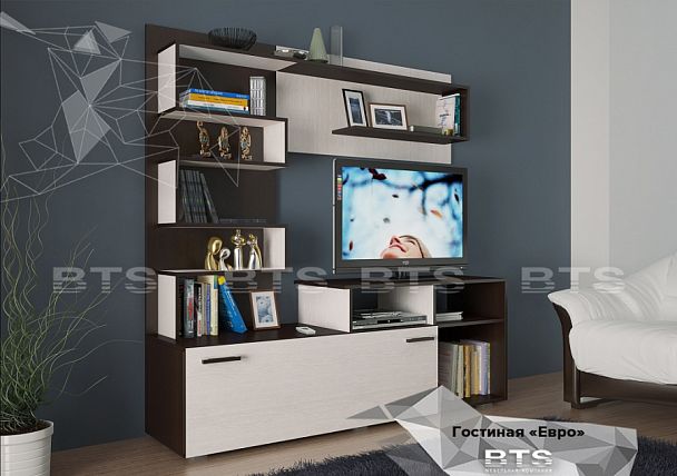 Гостиная "Евро" (1660х1820х436) венге/лоредо - Вид 1