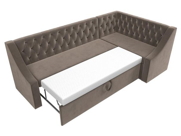 Кухонный угловой диван Мерлин правый (полностью велюр коричневый) - Вид 7