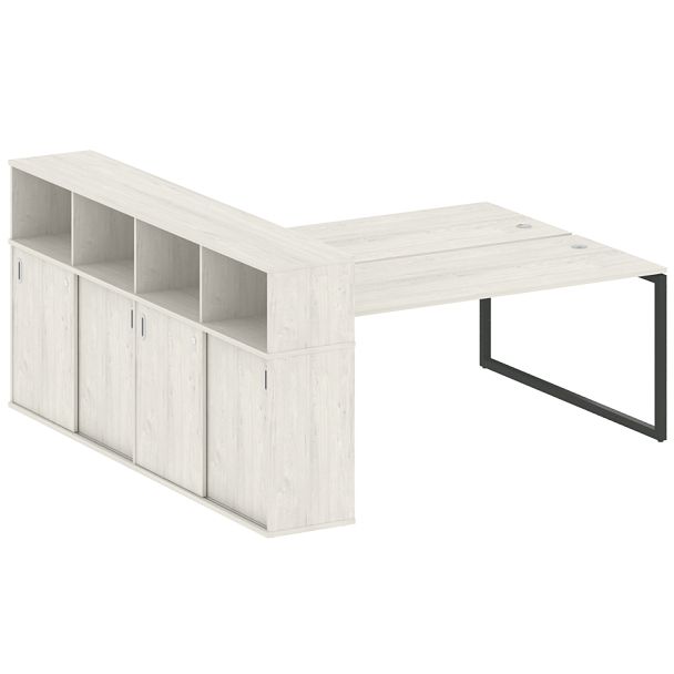 Metal System Quattro Р. ст. с шкафом-купе на О-образном м/к 40БО.РС-СШК-4.5 Т Дуб наварра/Антрацит металл 2210*2332*1098 - Вид 1