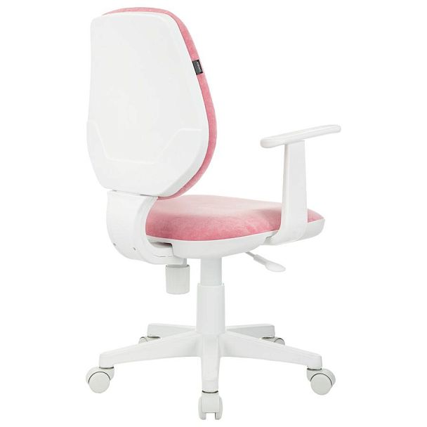 Кресло детское BRABIX "Fancy MG-201W", с подлокотниками, пластик белый, ткань вельветовая, розовое, 533009 - Вид 6