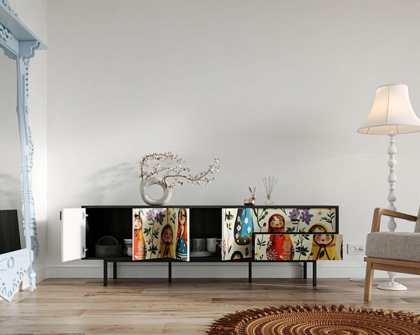 Комод с четырьмя дверками и двумя ящиками Emerson Матрешки арт EM04/Art04 - Вид 2