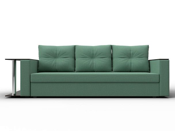 Диван прямой Атланта Лайт со столом слева Рогожка зеленый - Вид 2