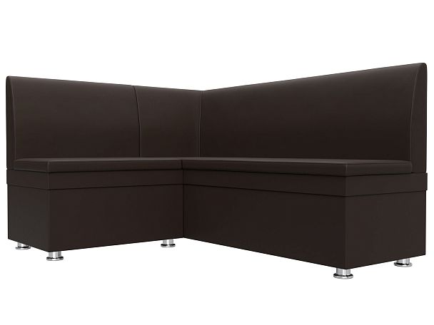 Кухонный угловой диван Уют левый (полностью экокожа коричневая) - Вид 3