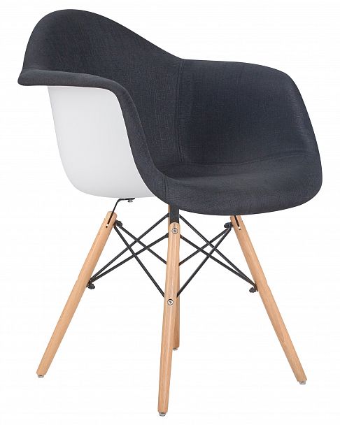 Стул обеденный DOBRIN DAW ROSS (ножки светлый бук, сиденье 012 белый пластик, чёрная ткань) - Вид 2