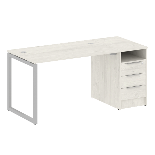 Metal System Quattro Р. ст. с тумбой на О-образном м/к 40БО.РС-СТП-1.2 Дуб наварра/Серый металл 1612*720*750 - Вид 1