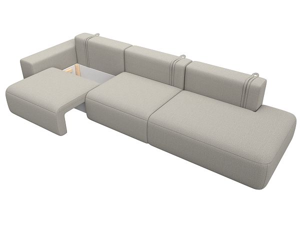 Диван прямой Лига-036 НПБ Модерн Лонг подлокотник слева Рогожка бежевый - Вид 7
