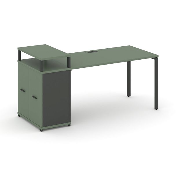 Concept Стол рабочий с опорным распаш. шкафом с верх. горизонтом  CN.SP-221 W Кобо/Антрацит/Металл Антрацит 1400*720*917 - Вид 1