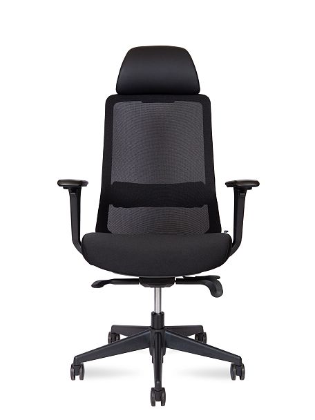 Кресло офисное / Como black / черный пластик / черная сетка / черная ткань - Вид 2