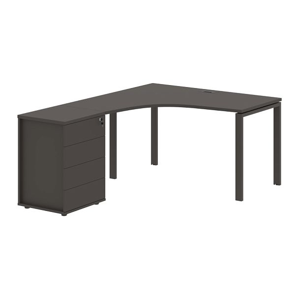 Стол эргономичный с тумбой EUCET 1318(L) Мокко/Мокко 1360х1880х750 EDIS - Вид 1