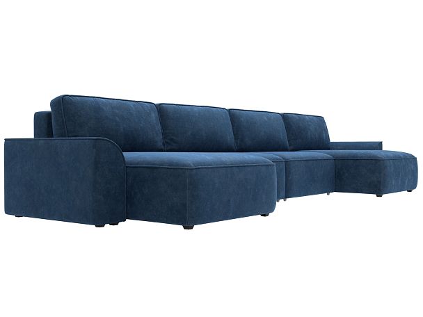 Диван п-образный Лига-048 НПБ лонг Велюр синий - Вид 3