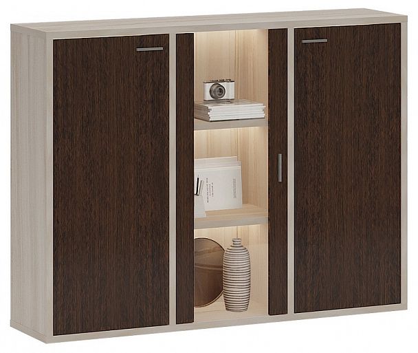 Тумба-витрина Домино СУ(ш3в1)+2ФГ+1ФС Венге/Карамель - Вид 2