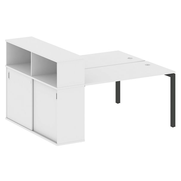 Metal System Quattro Р. ст. с шкафом-купе на П-образном м/к 50БП.РС-СШК-2.3 Т Белый/Антрацит металл 1810*1475*1098 - Вид 1