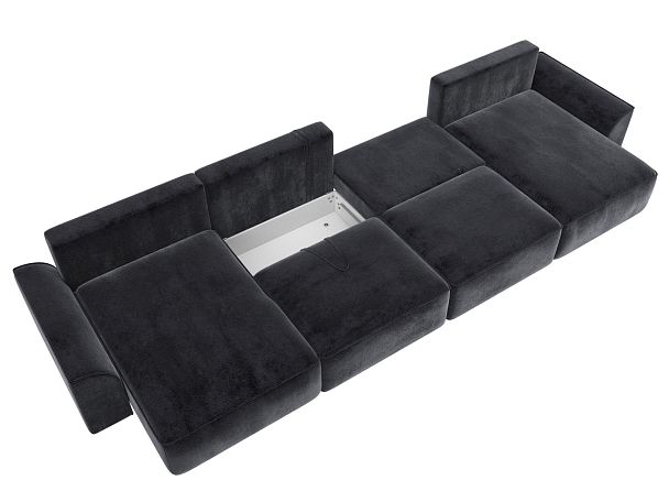 Диван п-образный Лига-048 НПБ лонг Велюр серый - Вид 8