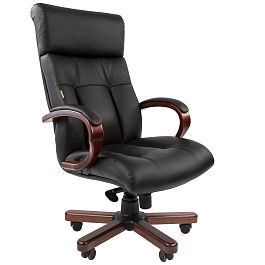 Кресло CHAIRMAN 421, натуральная кожа/экокожа, черный - Фото предпросмотра