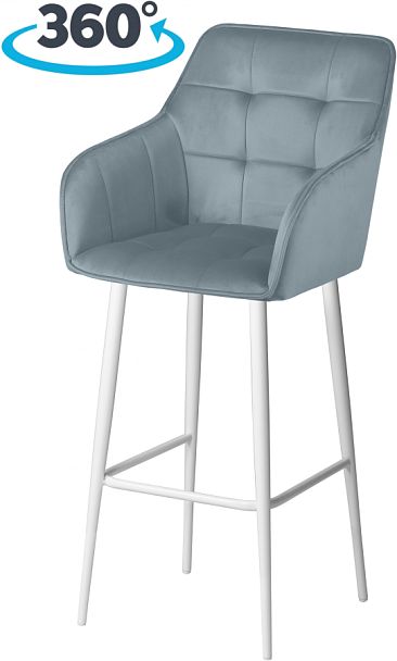 Комплект барных поворотных кресел Мони К, Confetti dusty blue/белый, 2 шт. - Вид 1