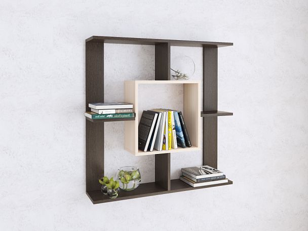 Полка навесная ПН-1 (850х850х180) венге/дуб молочный - Вид 1