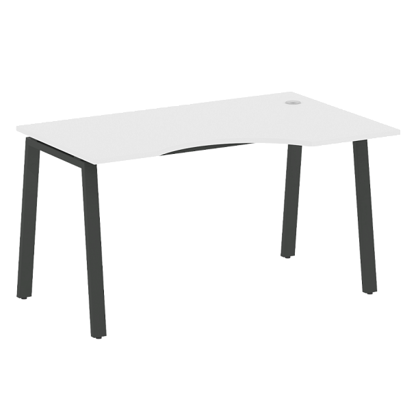 Metal System Стол криволинейный правый на А-образном м/к БА.СА-2 (R) Белый/Антрацит металл 1400*900*750 - Вид 1