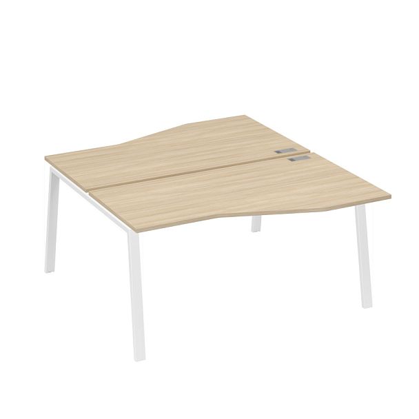 Рабочая станция (2х160) столы Техно на опорах TRE A4 А4 Б3 191  БП дуб скандинавский / металлокаркас белый - Вид 1