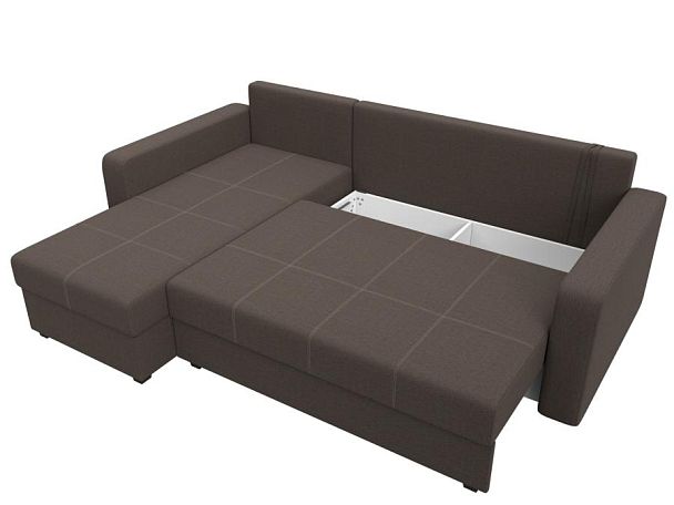 Диван угловой Ливерпуль Лайт левый угол Рогожка коричневый - Вид 7