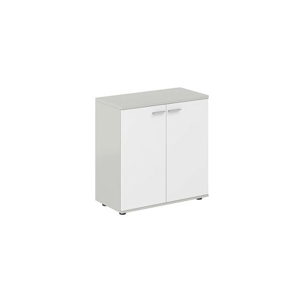 Шкаф низкий 800х400х825, 2-х дв., з.ст HDF / корпус: серый бархат; фасады: белый Сигма / Sigma - Вид 1