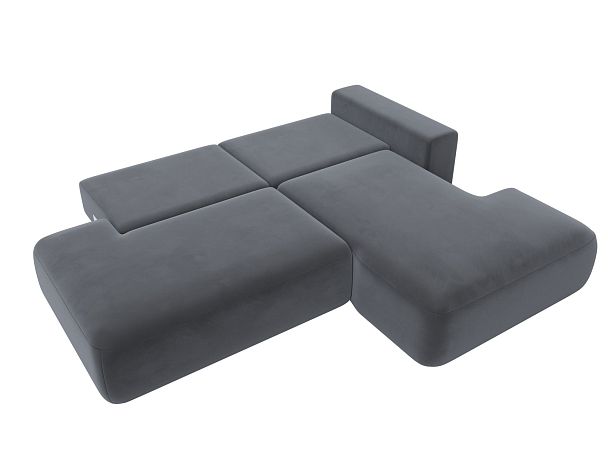 Диван угловой Лига-036 Модерн правый угол Велюр серый - Вид 4