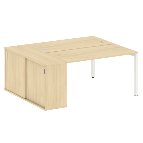 Metal System Quattro Р. ст. с шкафом-купе на П-образном м/к 50БП.РС-СШК-1.3 Т Акация/Белый металл 1810*1475*750 - Вид 1
