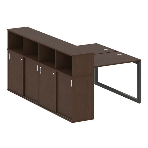 Metal System Quattro Р. ст. с шкафом-купе на О-образном м/к 50БО.РС-СШК-4.2 Т Венге/Антрацит металл 1610*2332*1098 - Вид 1