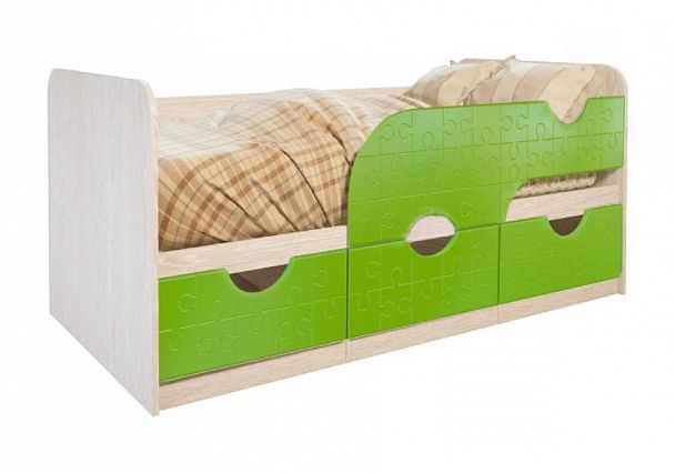 Кровать детская "Минима" 1860 (1892х770х850) дуб атланта/лайм МF02 - Вид 1