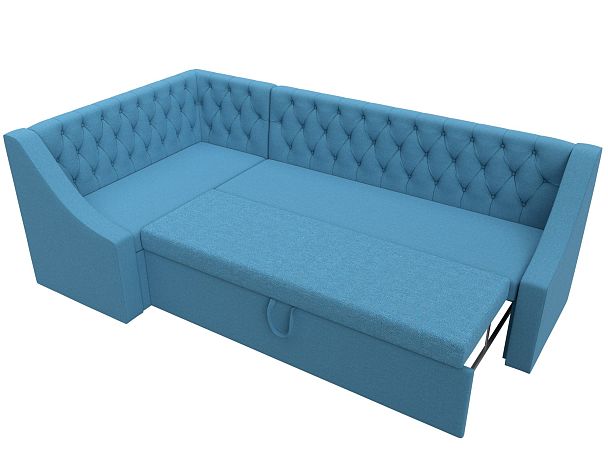 Диван кухонный угловой Мерлин левый угол Рогожка голубой - Вид 6
