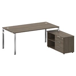 Metal System Direct Стол руковододителя с тумбой правый БГ.СРТ-5.9 (R) Вяз/Нерж. сталь 1900*1720*750 - Фото предпросмотра