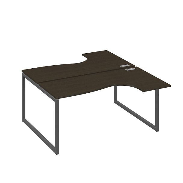 Рабочая станция QUATTRO (2х160) столы Классика эргономичные A4 А4 Б4 182 БП венге / металлокаркас антрацит - Вид 1