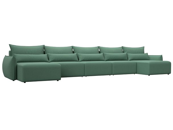 Диван п-образный Лига-051 НПБ МегаЛонг Рогожка зеленый - Вид 1