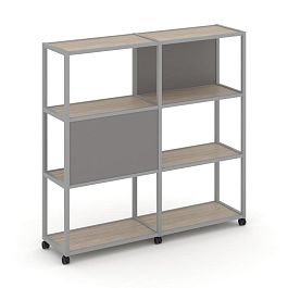 Shelf Mobile Стеллаж 4 уровня 2 секции VR.LT-STK-412.06 Дуб Аттик/Металл Серый/W-11 1170*400*1523 - Фото предпросмотра