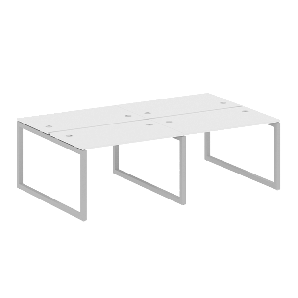 Metal System Quattro Р. ст. на 4 раб. места на О-образном м/к 50БО.СМ-4.2 Белый/Серый металл 2400*1475*750 - Вид 1
